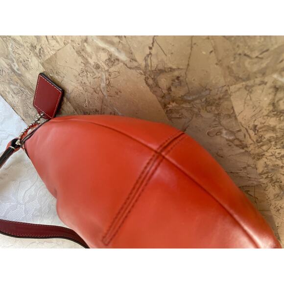 Coach Ergo Pleated hobo/soho red-orange Leather Shoulder Bag F13730 - Picture 9 of 14